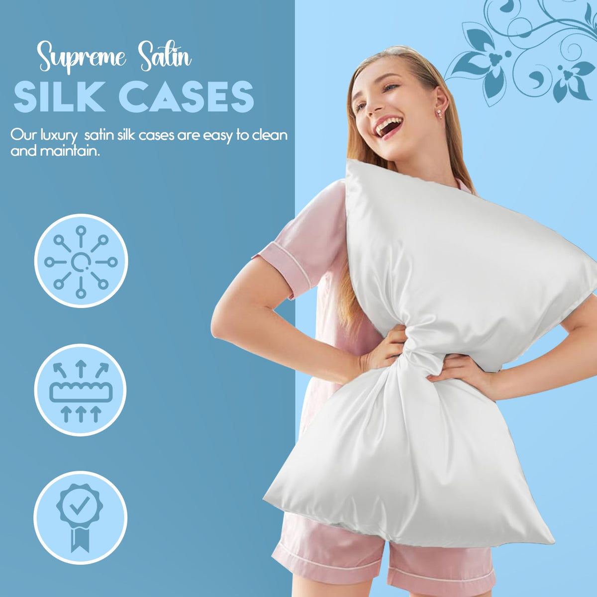 Satin Pillowcases Pack of 2 – Smooth Finish, 50 x 75cm – image 2