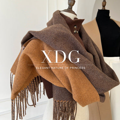 Double-sided Artificial Australian Wool Scarf Shawl – image 5
