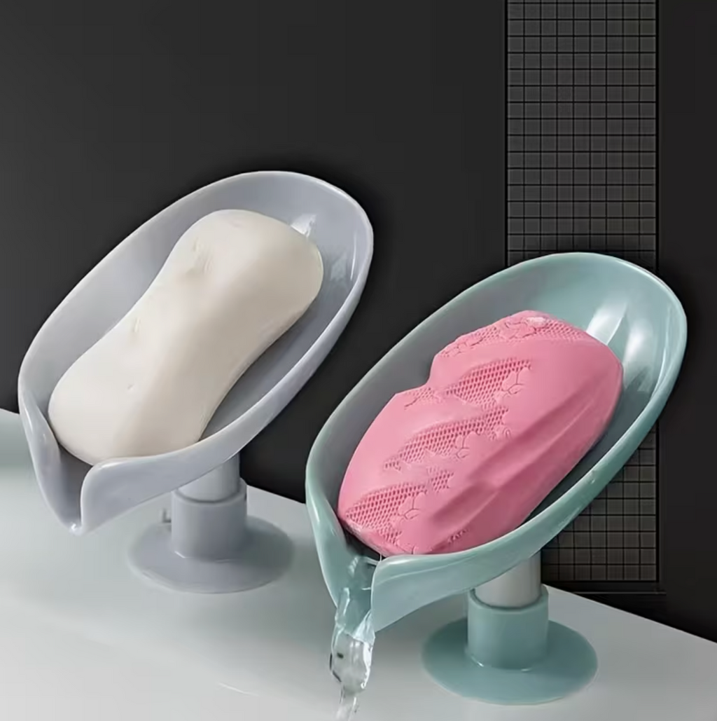 Leaf-Shaped Suction Cup Soap Dish – No Drilling Required, Self-Draining Bathroom Soap Holder, Easy-to-Clean Bathroom Accessory
