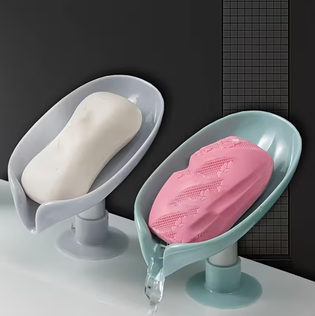 Leaf-Shaped Suction Cup Soap Dish – No Drilling Required, Self-Draining Bathroom Soap Holder, Easy-to-Clean Bathroom Accessory