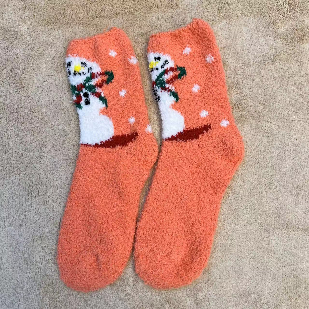 Christmas Slipper Socks with Grip Sole – Fluffy Plush Bed Socks