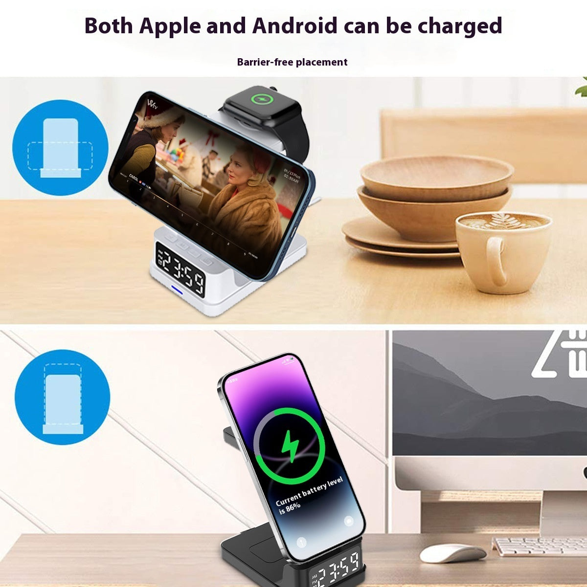 3-in-1 Magnetic Wireless Charger with Clock Display – image 3