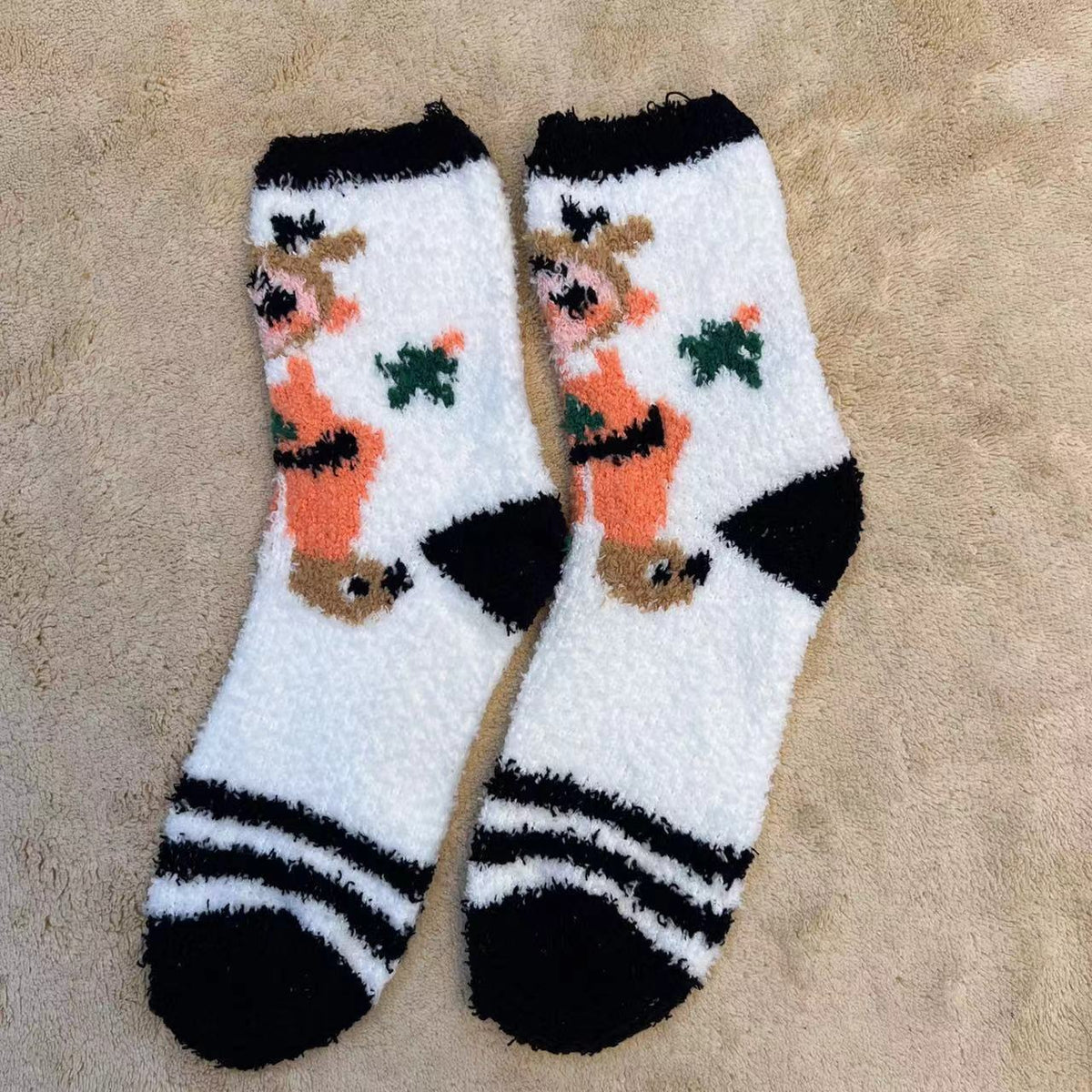 Christmas Slipper Socks with Grip Sole – Fluffy Plush Bed Socks