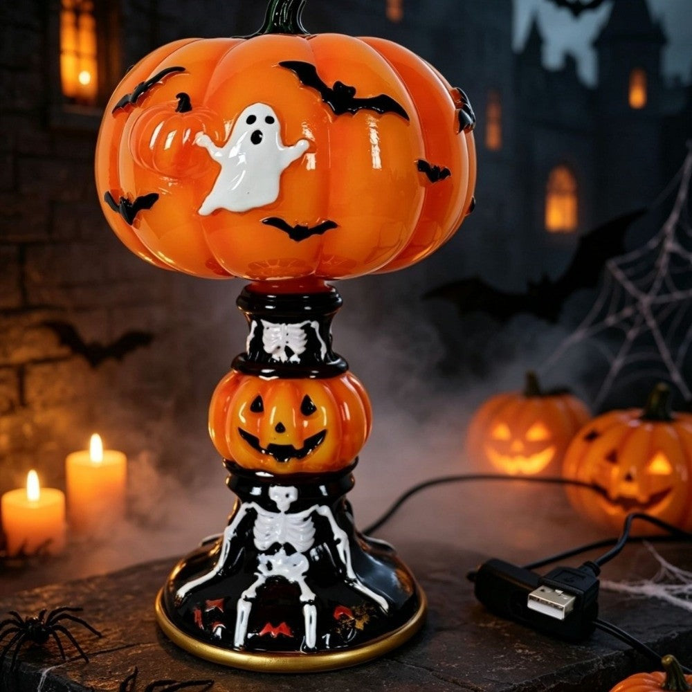 Halloween Resin Pumpkin Night Light – USB Powered