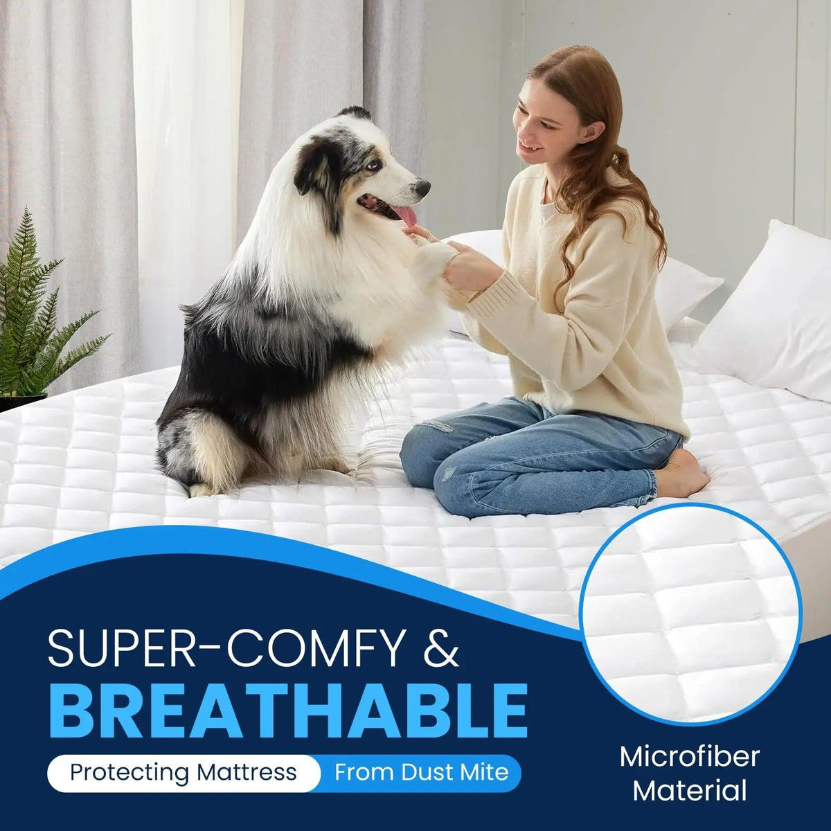 Quilted Mattress Protector – Diamond Stitch, Deep Fitted Skirt – image 3