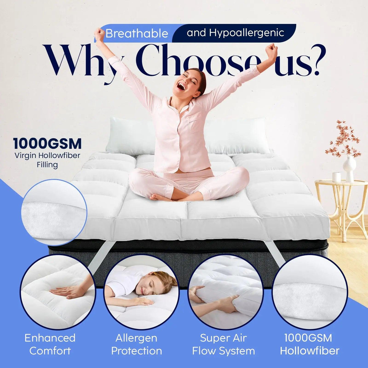 Super King Mattress Topper 10cm Thick – 180 x 200cm – image 3