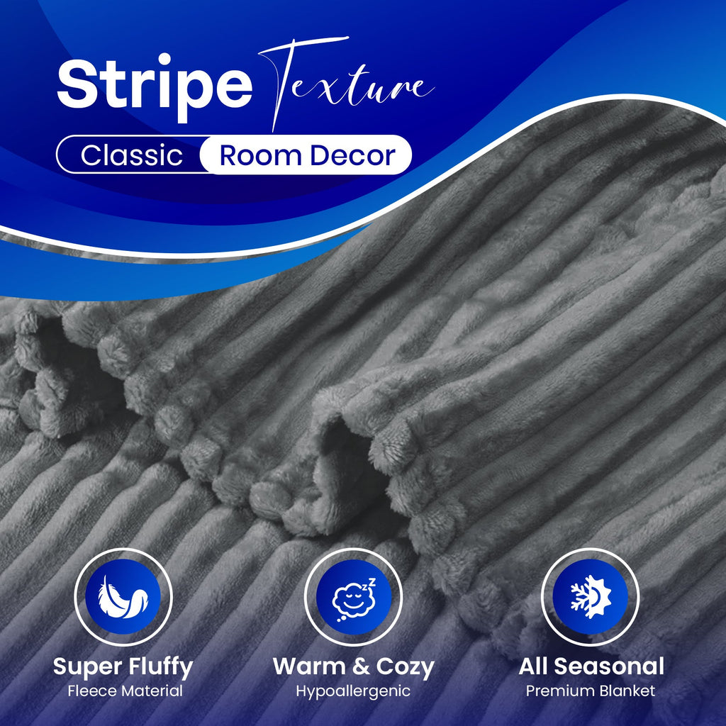 Striped Fleece Throw Blanket – image 4