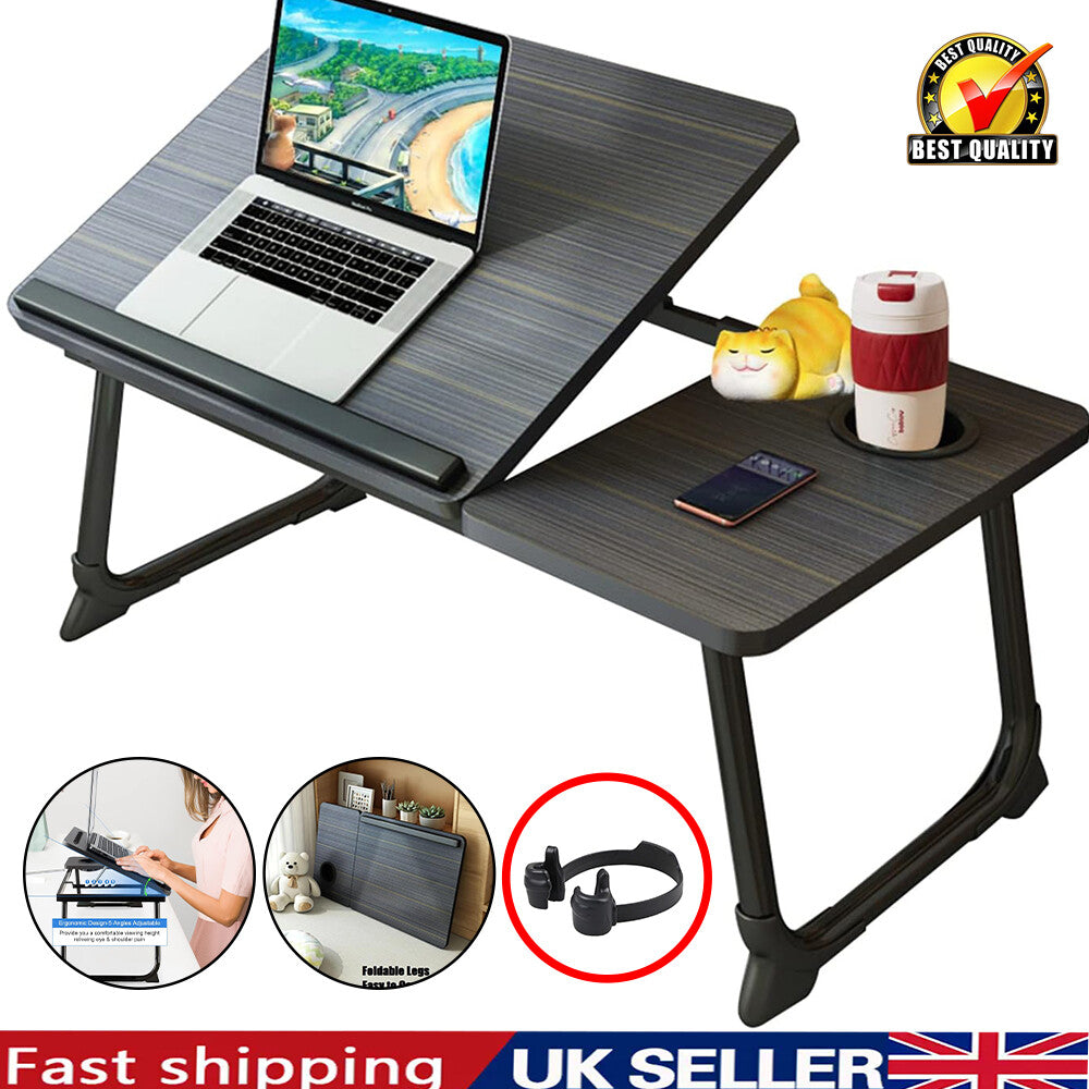 Folding Laptop Table Stand Bed Tray Sofa Lap Breakfast Portable Computer Desk UK