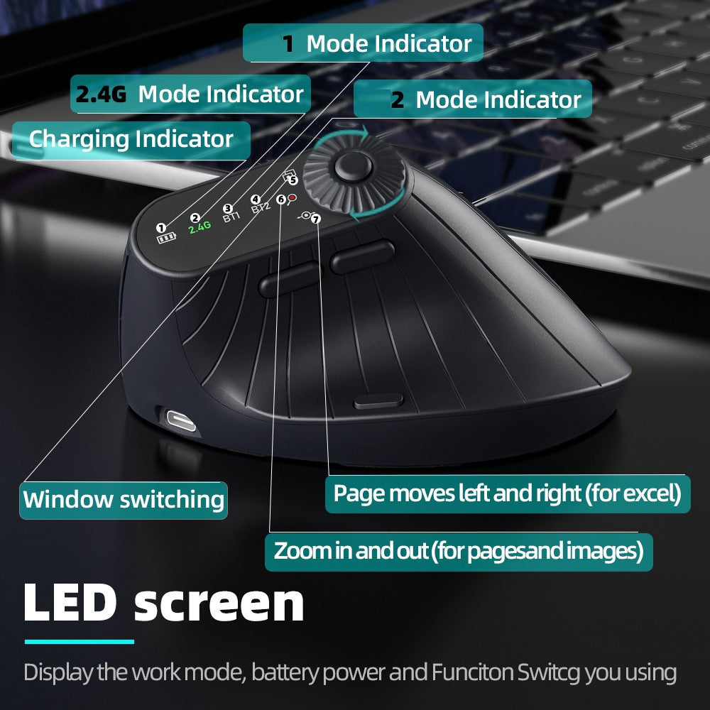 Ergonomic Vertical Mouse with LED Display – image 4