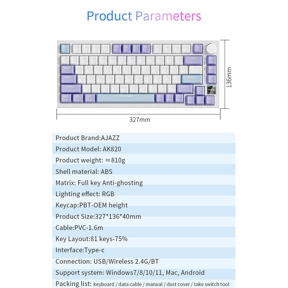 AJAZZ AK820 Pro Wireless Mechanical Keyboard – image 14