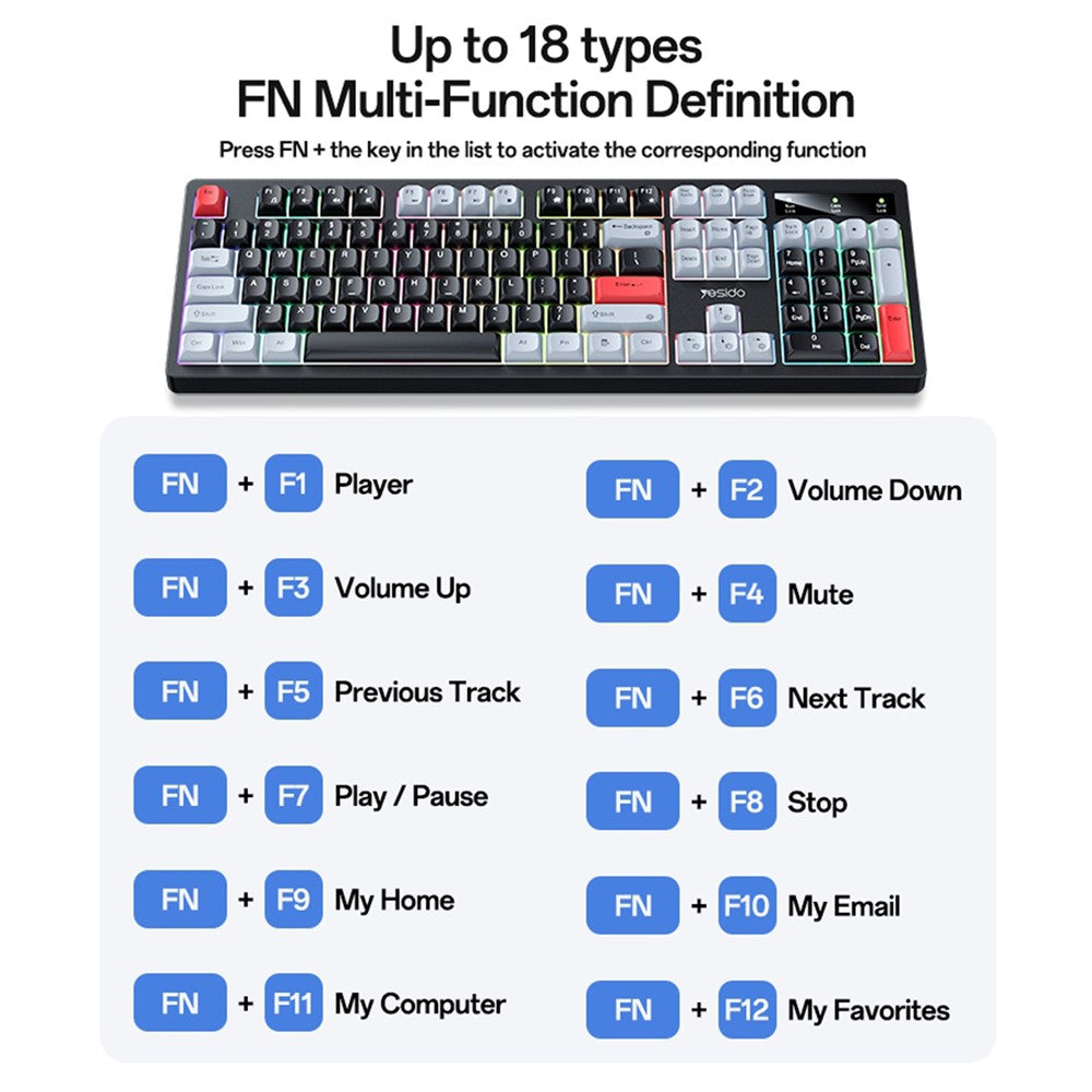 YESIDO KB44 104-Key Wired Keyboard – image 2