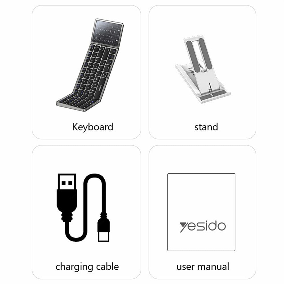 YESIDO KB49 Tri-Fold Wireless Keyboard with Touchpad & – image 11