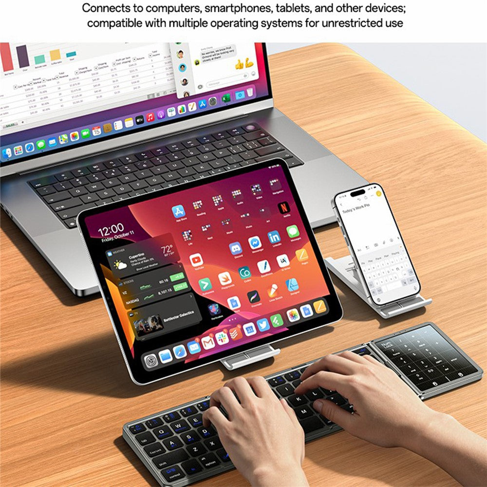 YESIDO KB49 Tri-Fold Wireless Keyboard with Touchpad & – image 2