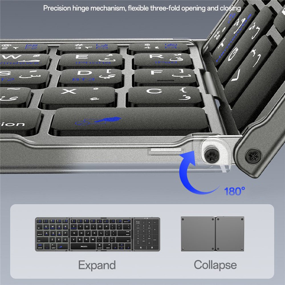 YESIDO KB49 Tri-Fold Wireless Keyboard with Touchpad & – image 4