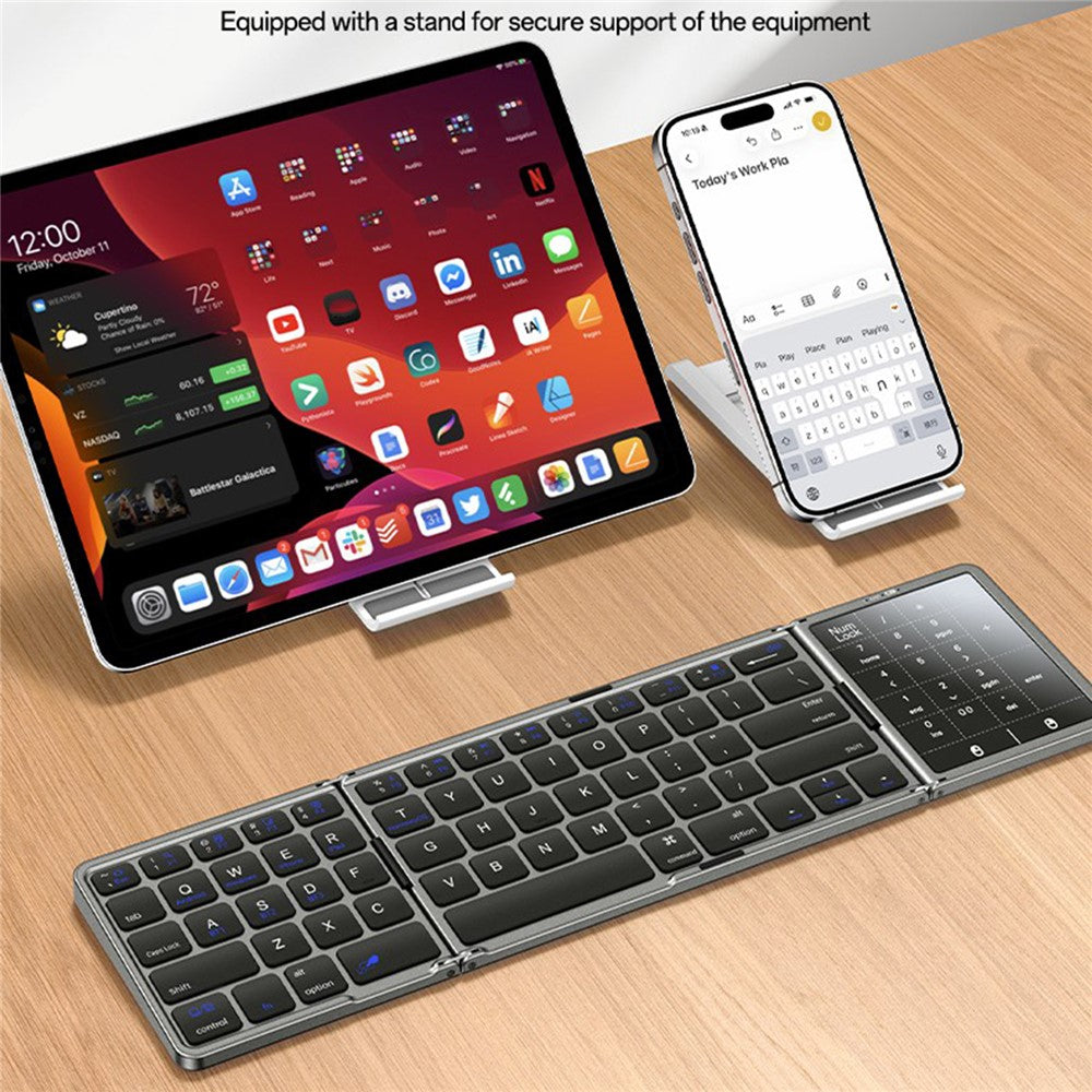 YESIDO KB49 Tri-Fold Wireless Keyboard with Touchpad & – image 7