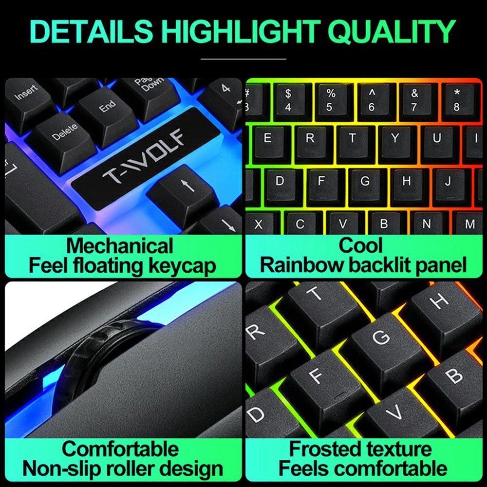 T-WOLF TF230 Wired Mechanical Keyboard & Mouse Set – image 4