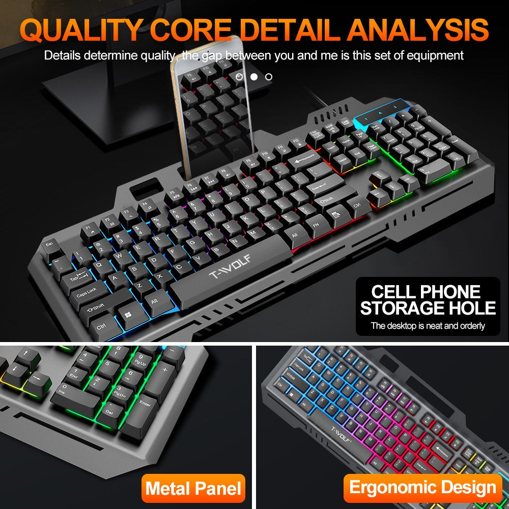 T-WOLF T16 104-Key Backlit Wired Gaming Keyboard – image 6