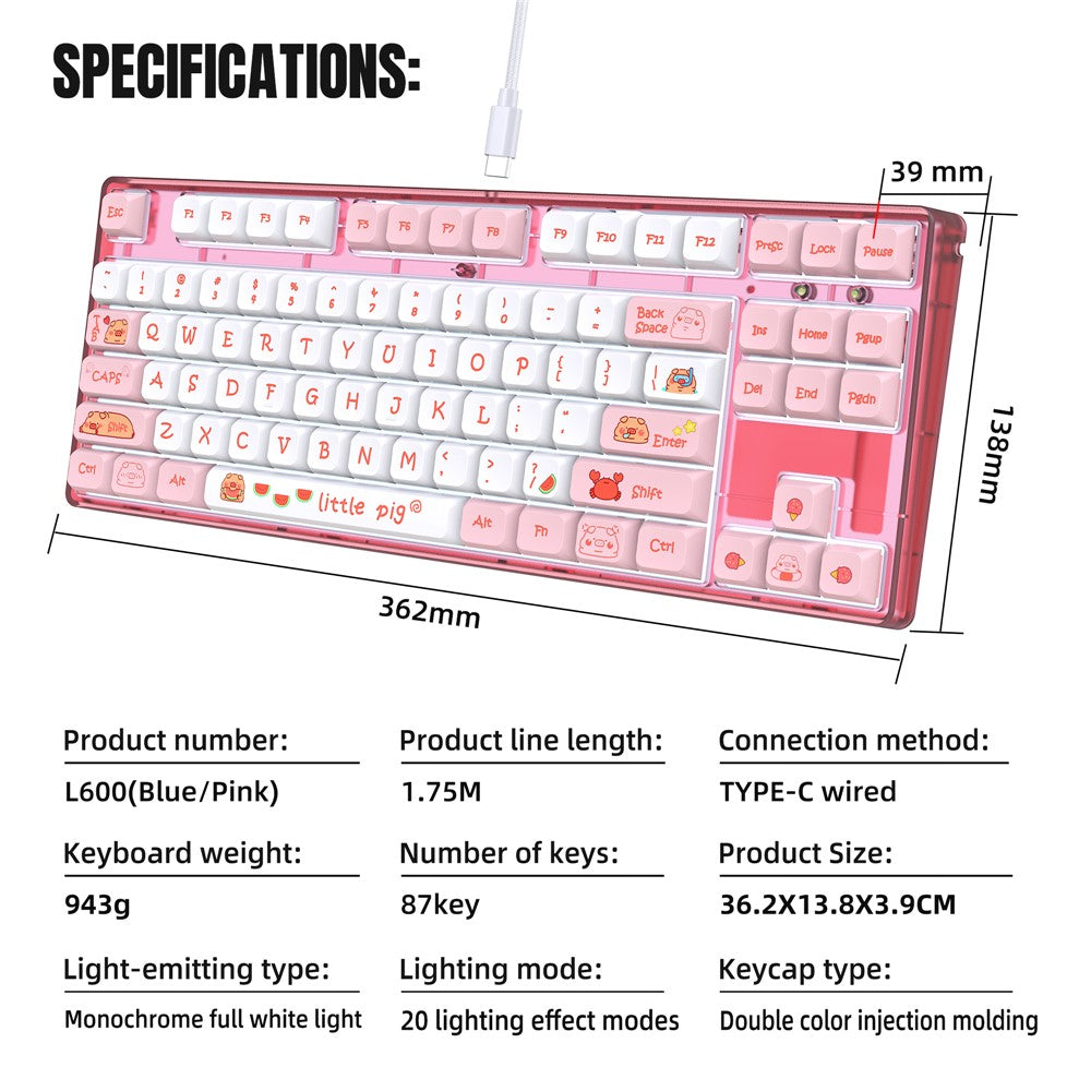 87-Key Ergonomic Mechanical Keyboard – image 12
