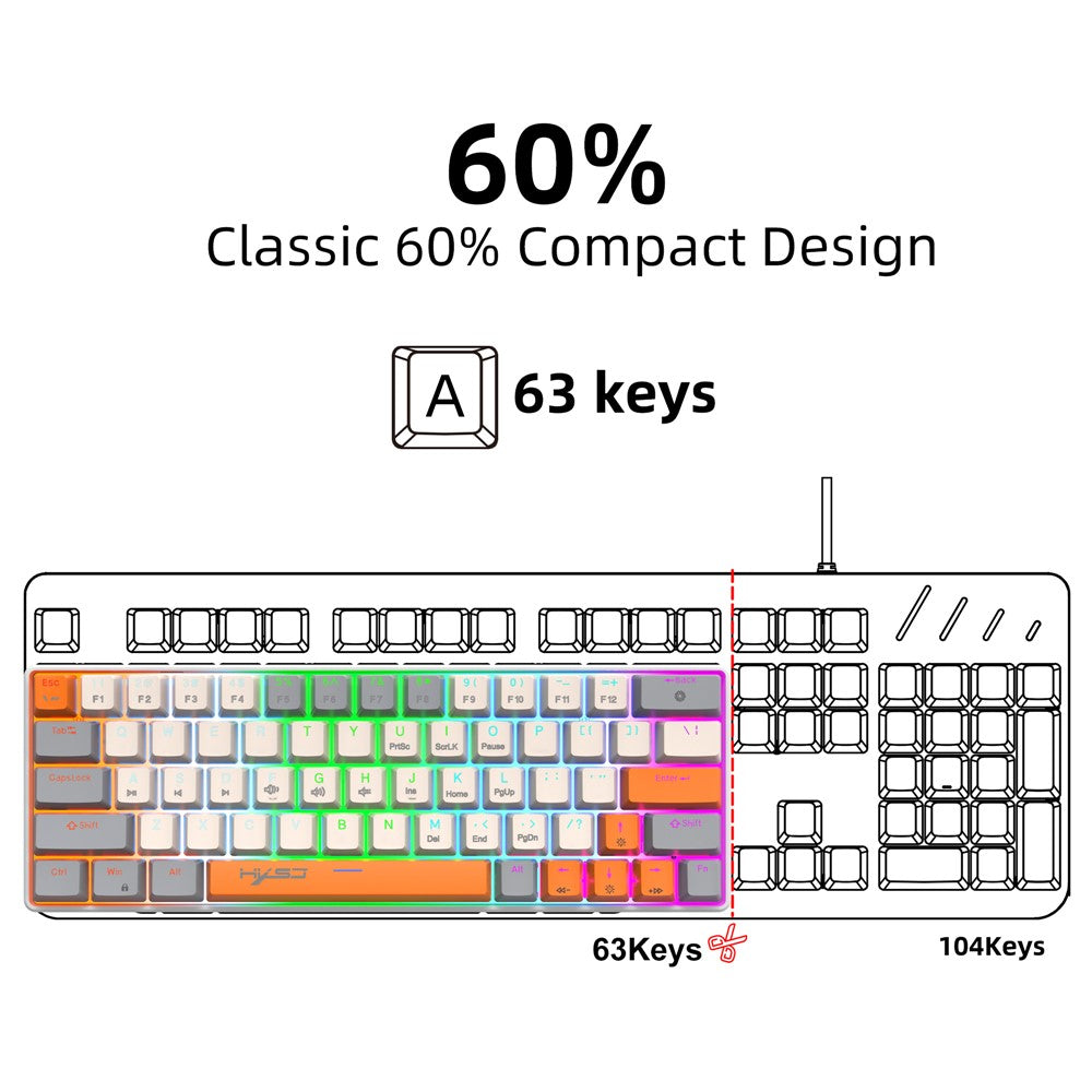 63-Key Wired Mechanical Gaming Keyboard with Backlight – image 2