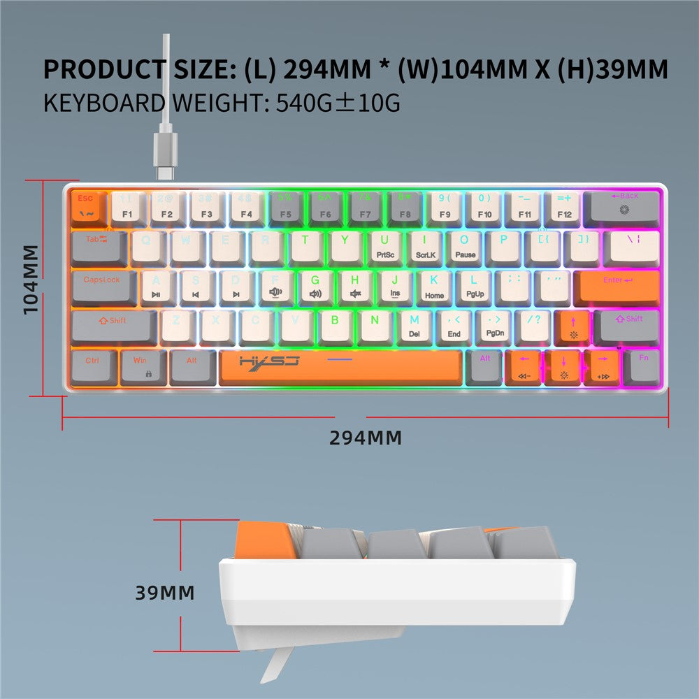63-Key Wired Mechanical Gaming Keyboard with Backlight – image 9