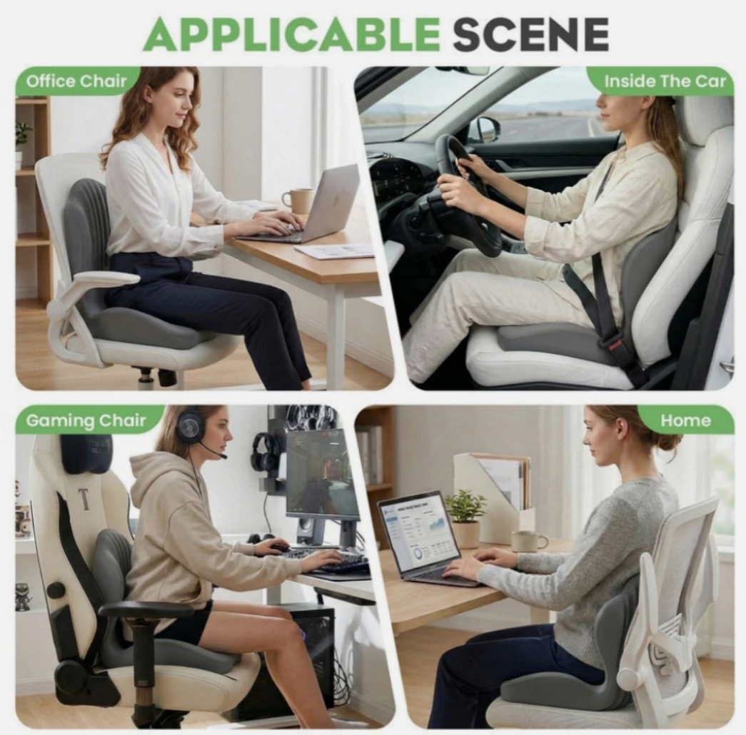 2-in-1 Ergonomic Back and Seat Cushion with Lumbar – image 4