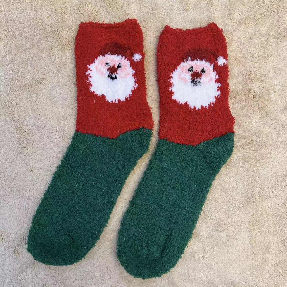 Christmas Slipper Socks with Grip Sole – Fluffy Plush Bed Socks