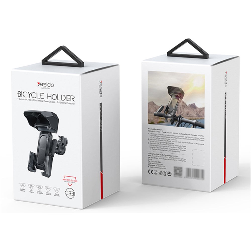 YESIDO C331 Bike Phone Holder with Sunshade – image 7