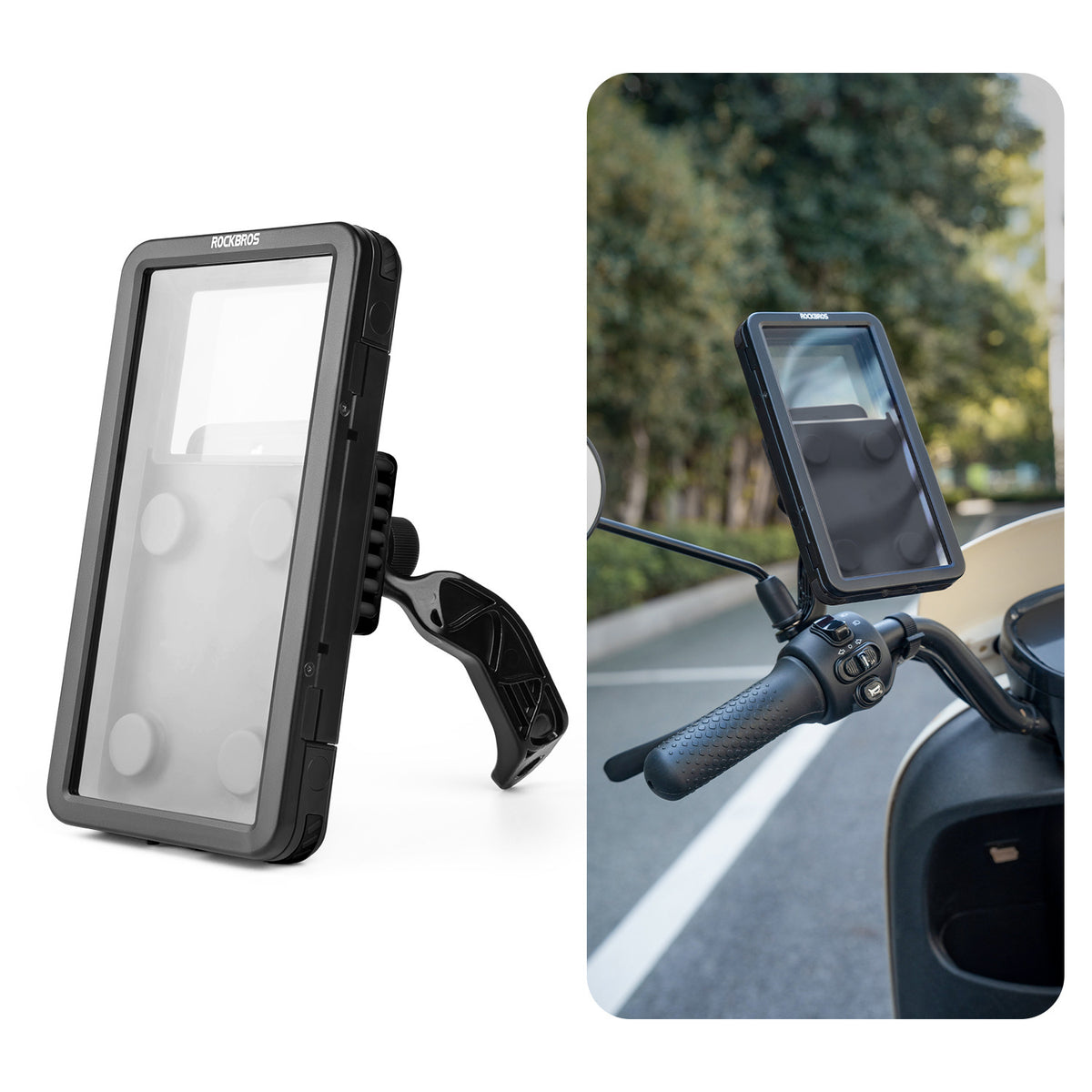 ROCKBROS Water-Resistant Magnetic Bike Phone Mount – Shockproof Holder