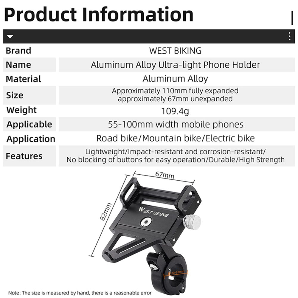 WEST BIKING Ultra-Light Aluminum Alloy Bike Phone Mount – image 3