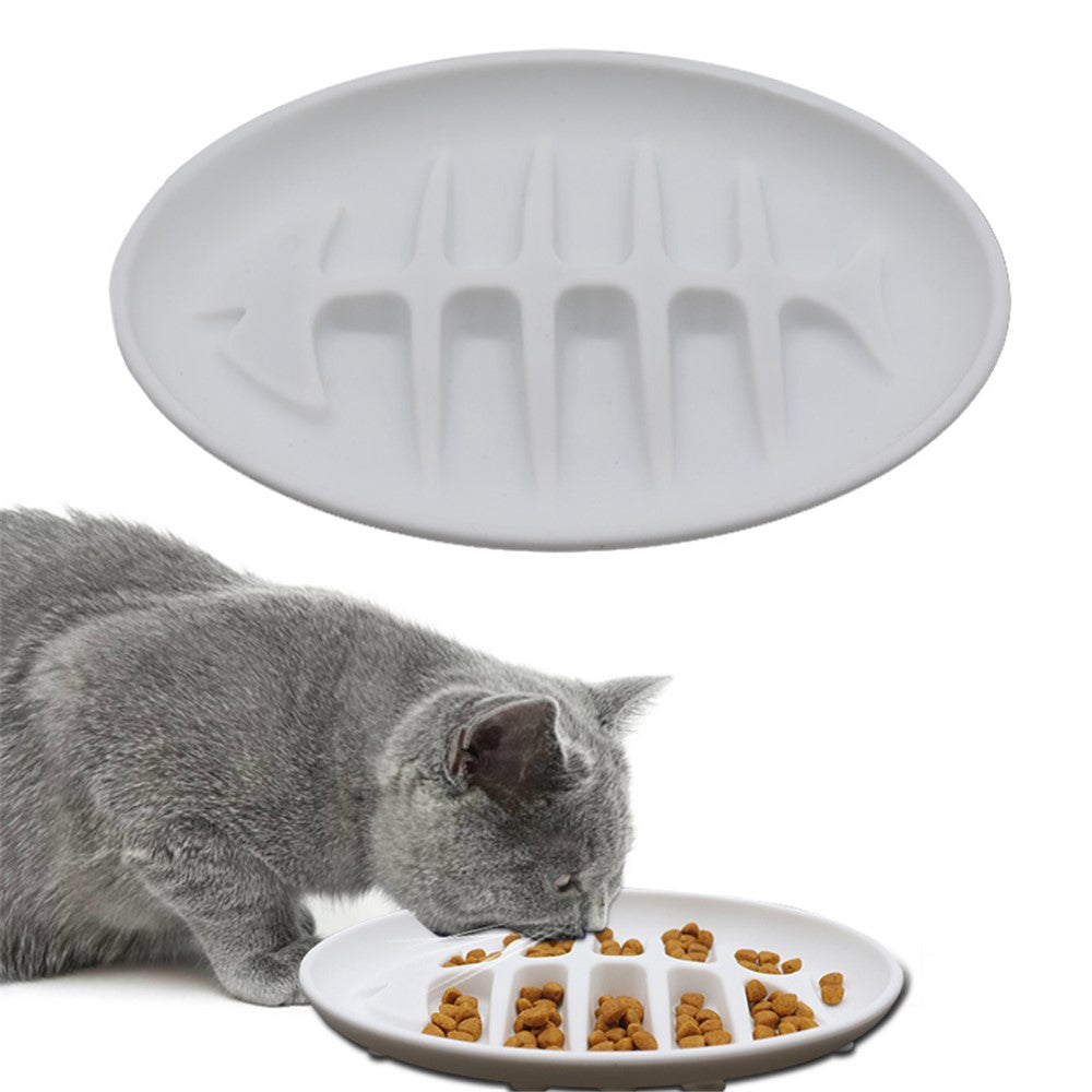 Cat Slow Feeder Bowl, Fish Bone Design – main image