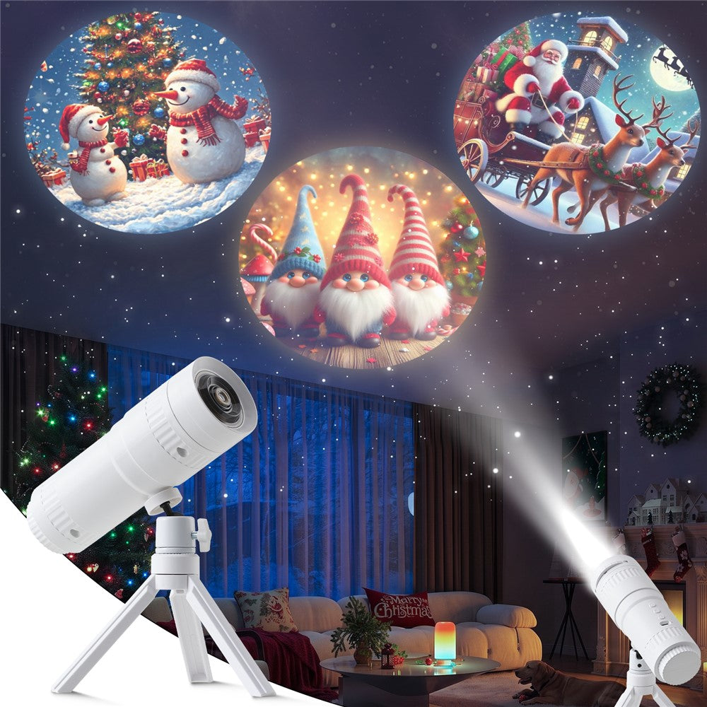 Christmas Projector Light – 16 Festive Patterns, LED, with Tripod