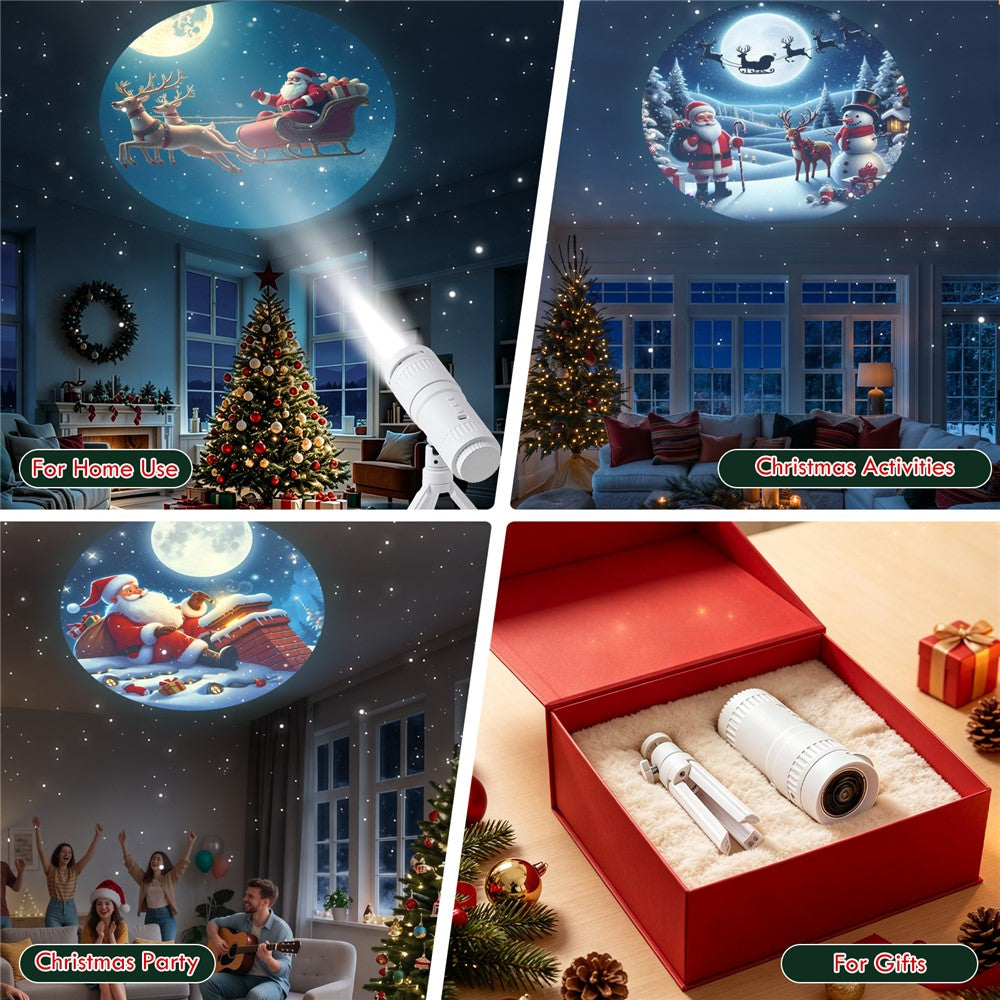 Christmas Projector Light – 16 Festive Patterns, LED, with Tripod