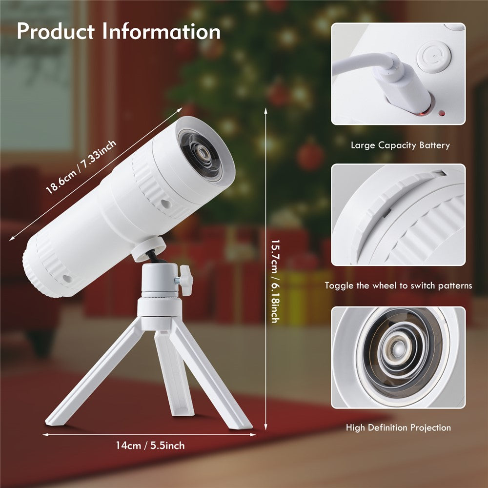 Christmas Projector Light – 16 Festive Patterns, LED, with Tripod