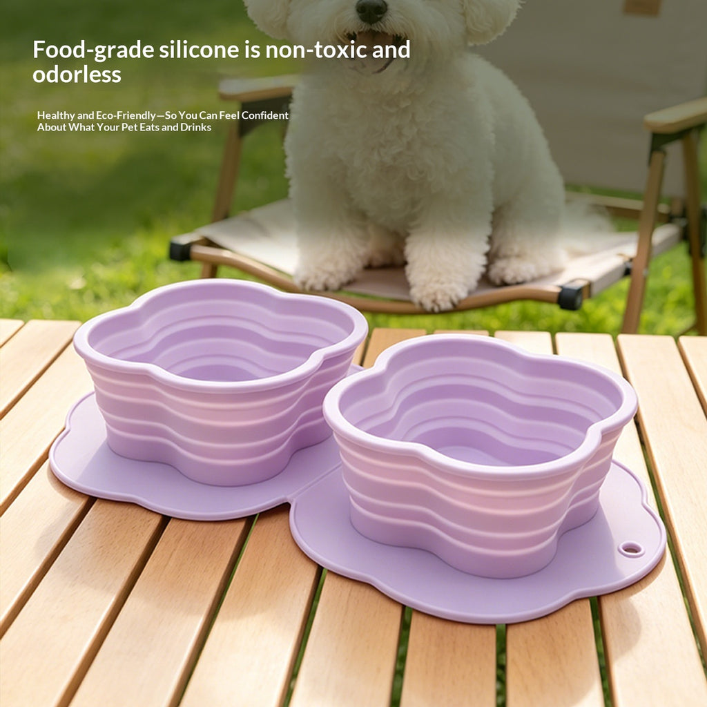 Collapsible Double Pet Bowl, Silicone – image 2