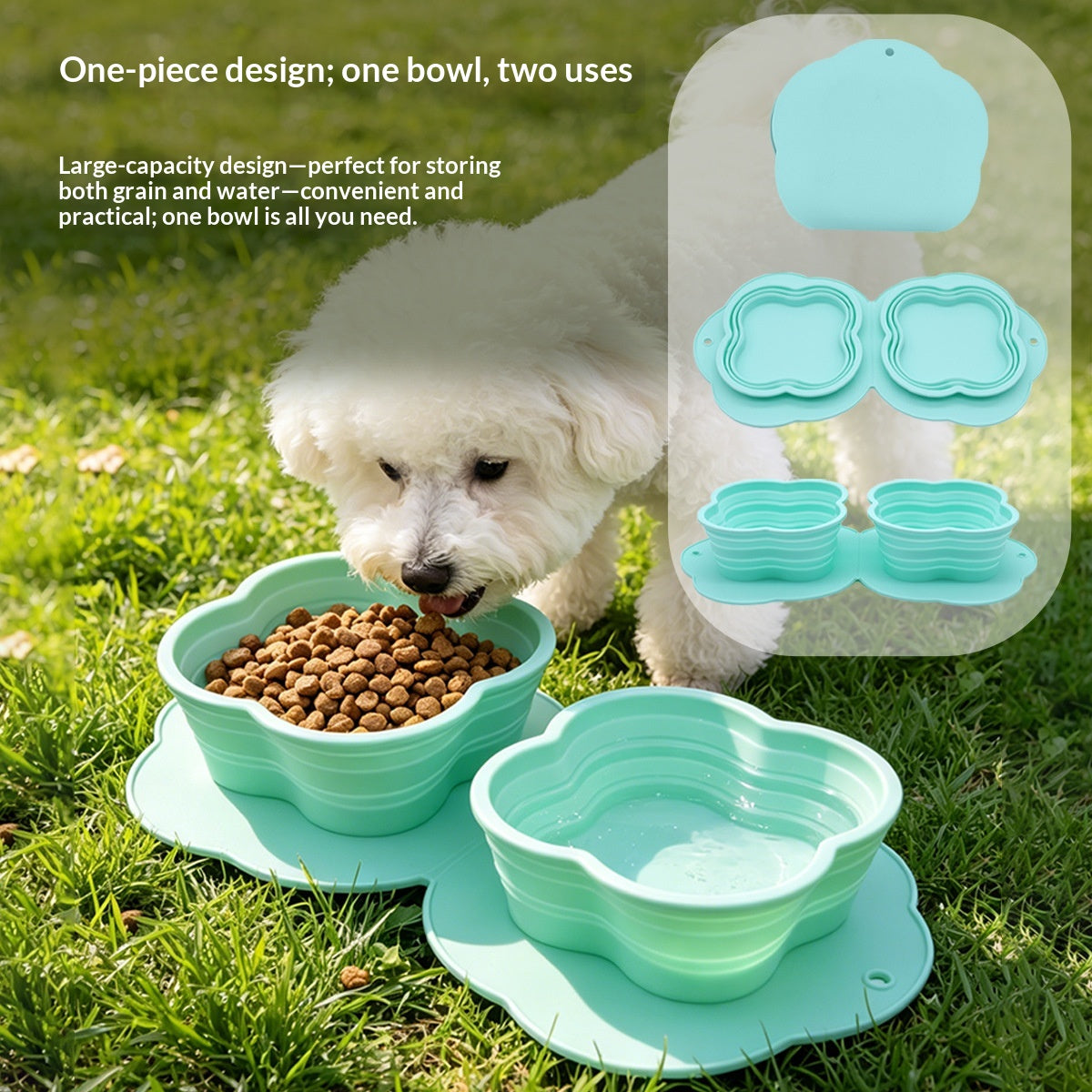 Collapsible Double Pet Bowl, Silicone – image 3
