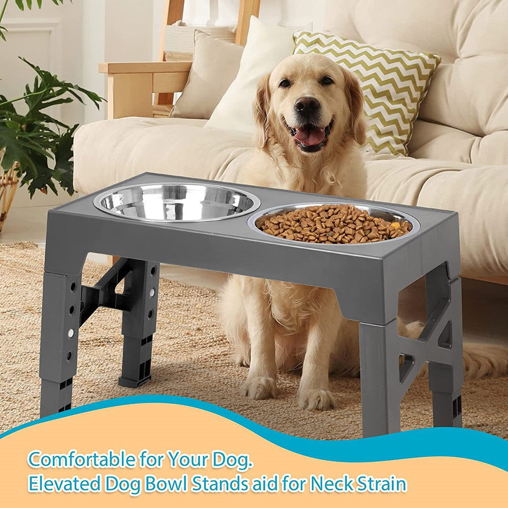 Raised Dog Bowl Stand, 2 Steel Bowls – image 3