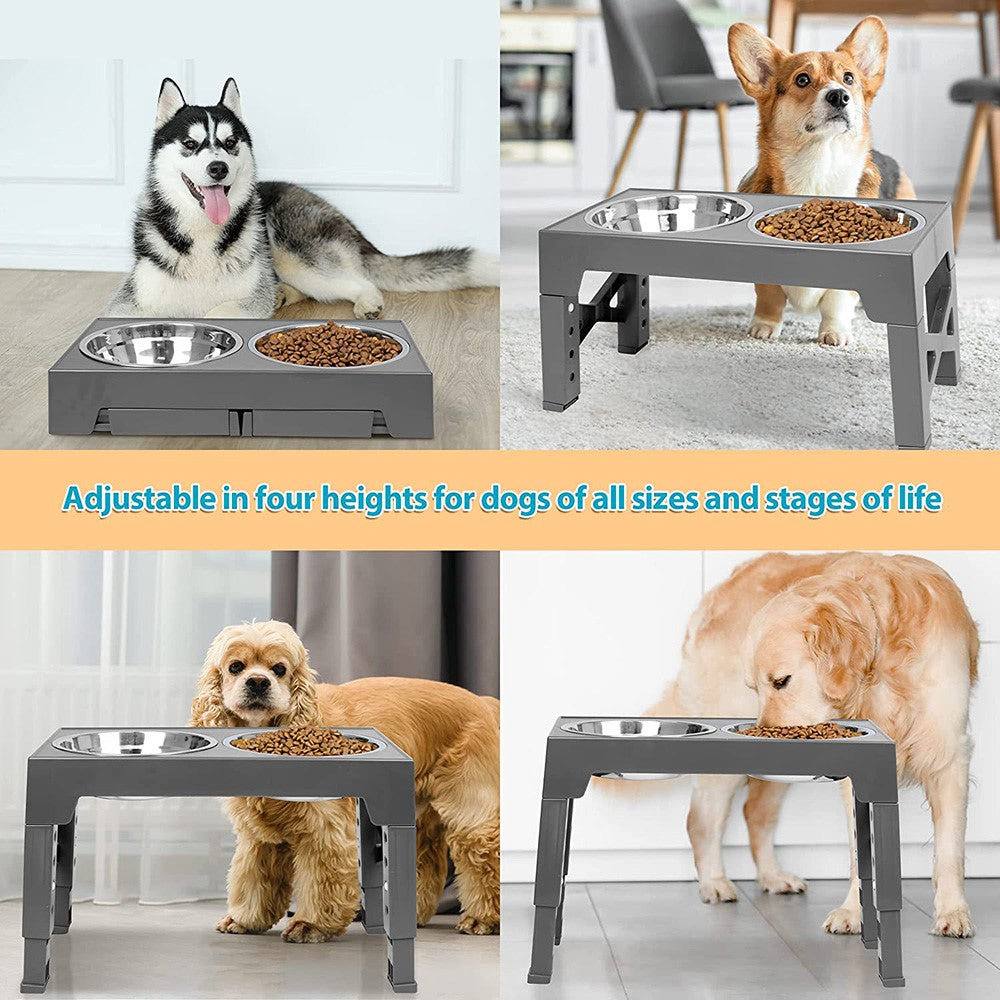 Raised Dog Bowl Stand, 2 Steel Bowls – image 6