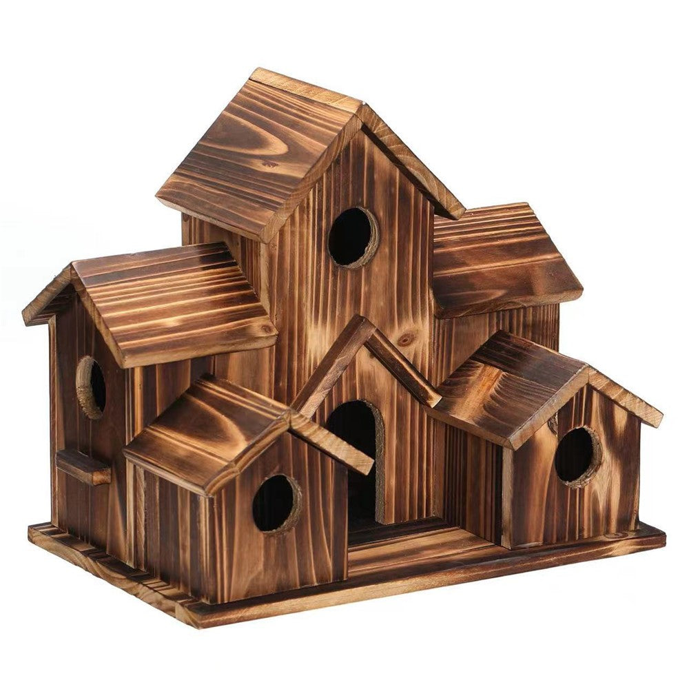 Hanging Wooden Bird House Feeder