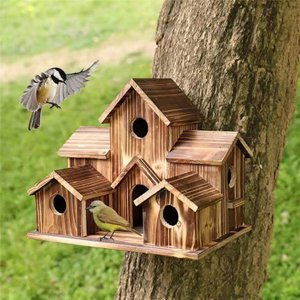Hanging Wooden Bird House Feeder – image 2