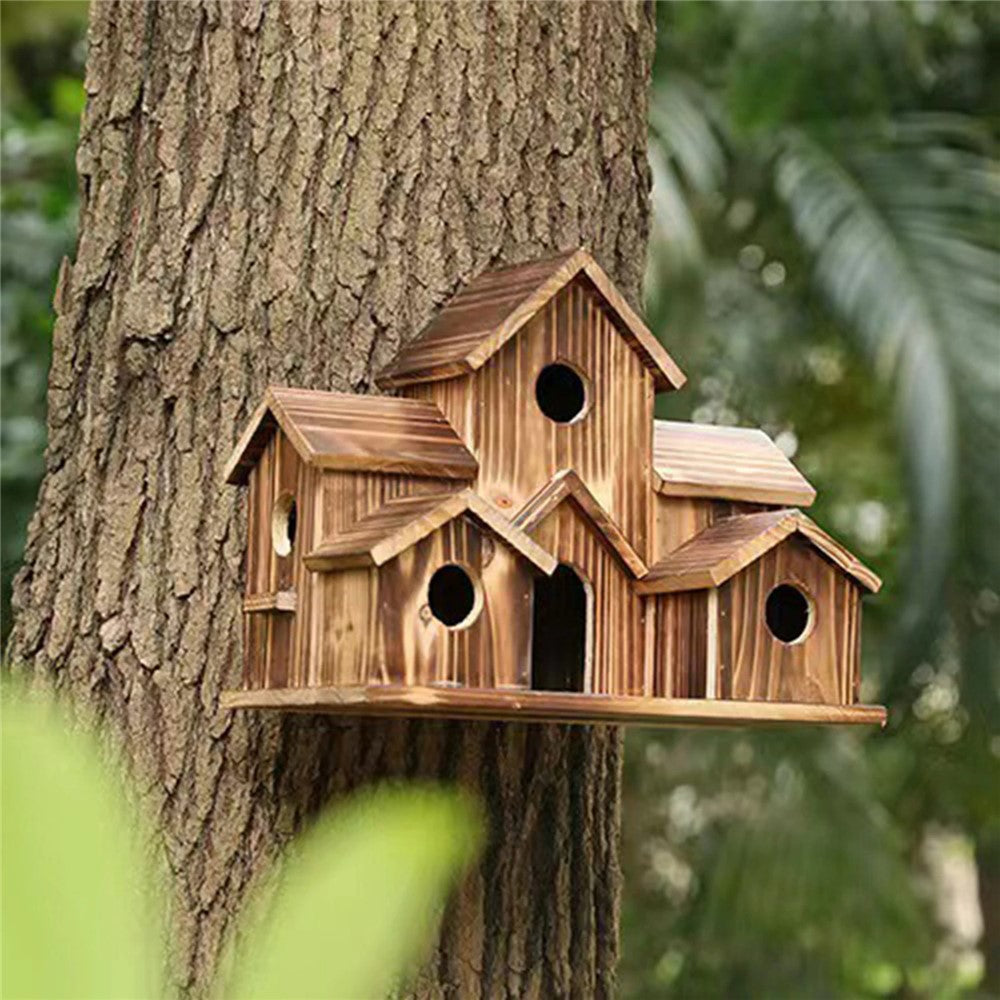 Hanging Wooden Bird House Feeder – image 3