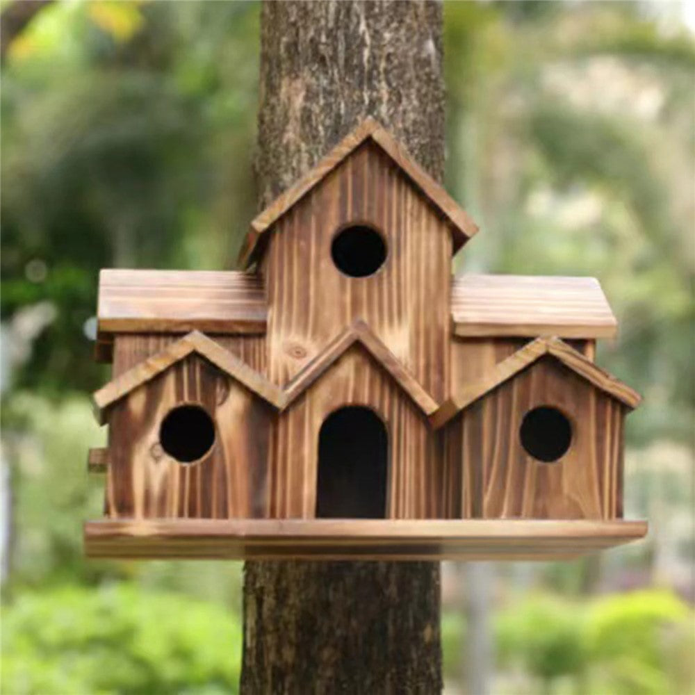 Hanging Wooden Bird House Feeder – image 4