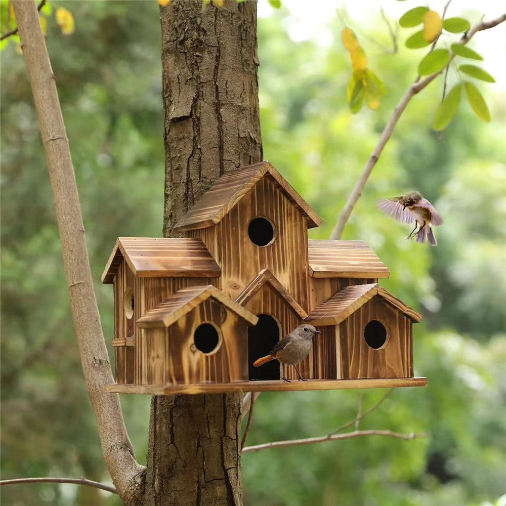 Hanging Wooden Bird House Feeder – image 5