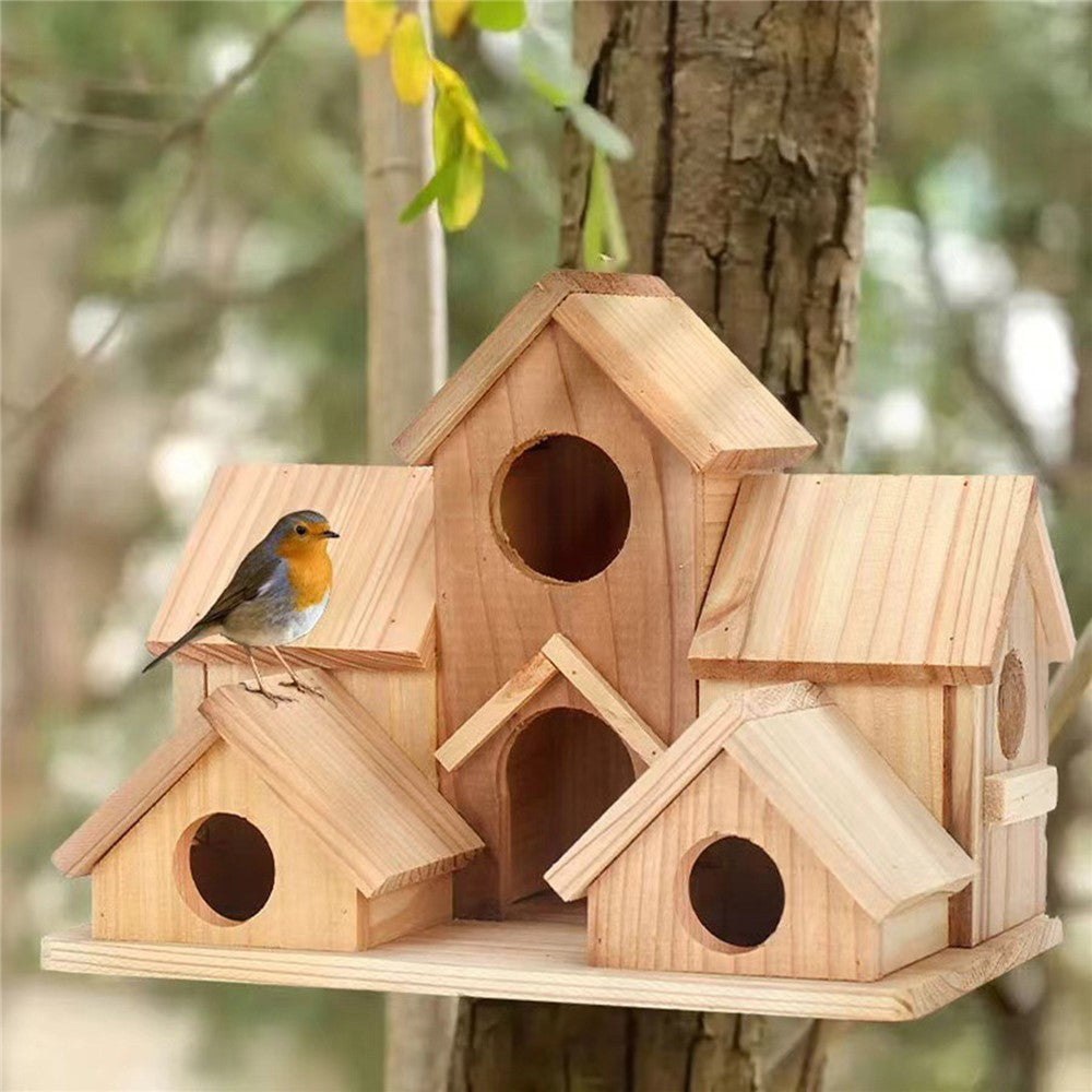 Hanging Wooden Bird House Feeder – image 7