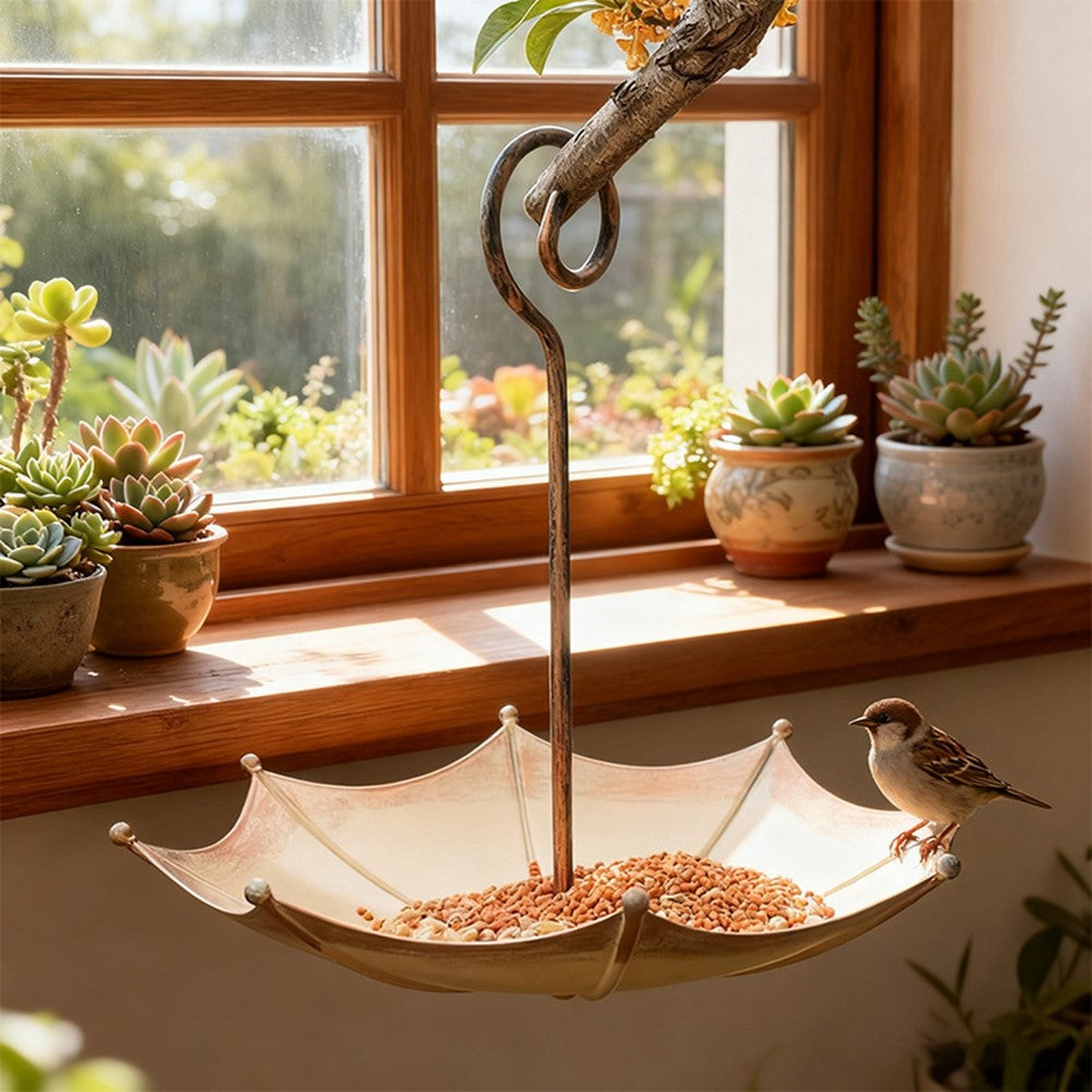 Vintage Iron Umbrella Hanging Bird Feeder – image 2