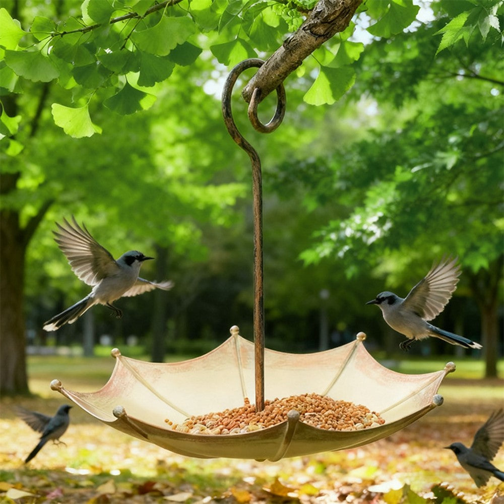 Vintage Iron Umbrella Hanging Bird Feeder – image 3