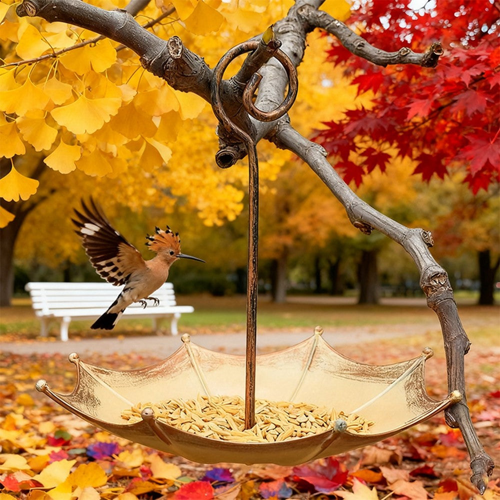 Vintage Iron Umbrella Hanging Bird Feeder – image 4