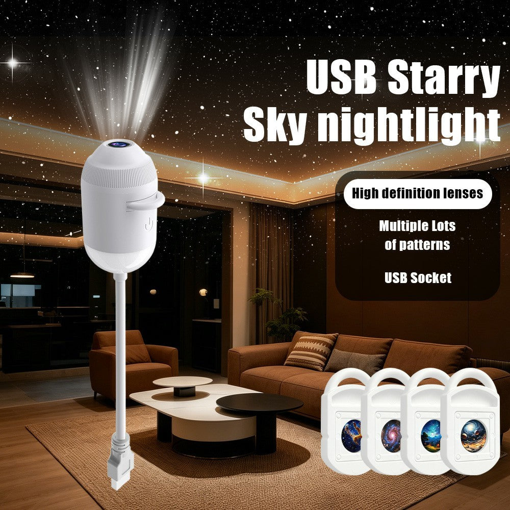 Starry Sky Projector Night Light – USB, 24 Slides, Touch Control