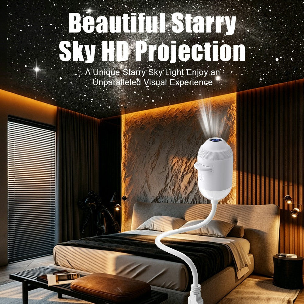 Starry Sky Projector Night Light – USB, 24 Slides, Touch Control