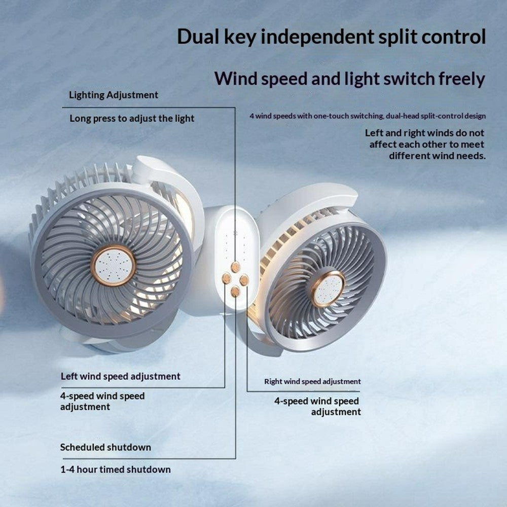 Dual-Head Desktop Fan with Night Light – image 3