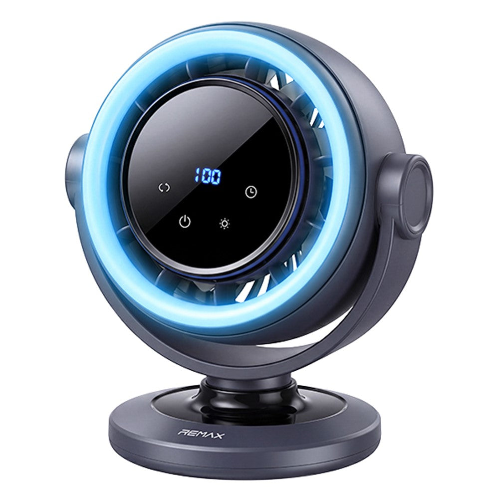 REMAX RS-ZF26 Oscillating Desk Fan – RGB Ring Light, 3600mAh